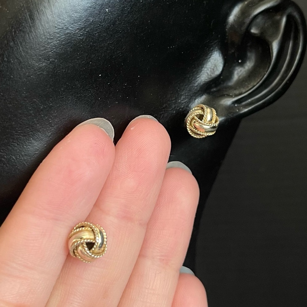 Sterling silver knotted threaded ball earrings
